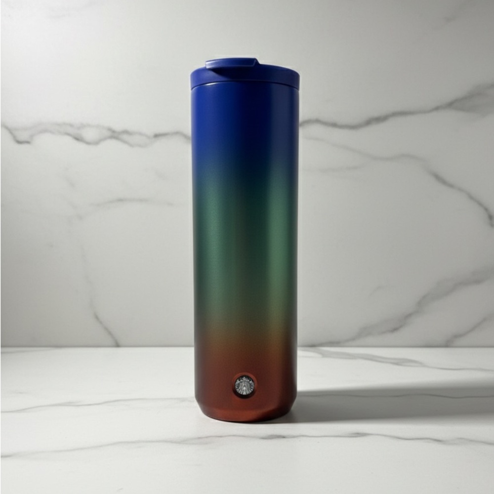 NWT Starbucks Summer 2020 Ombre Blue Green Orange Stainless Steel Tumbler 16oz